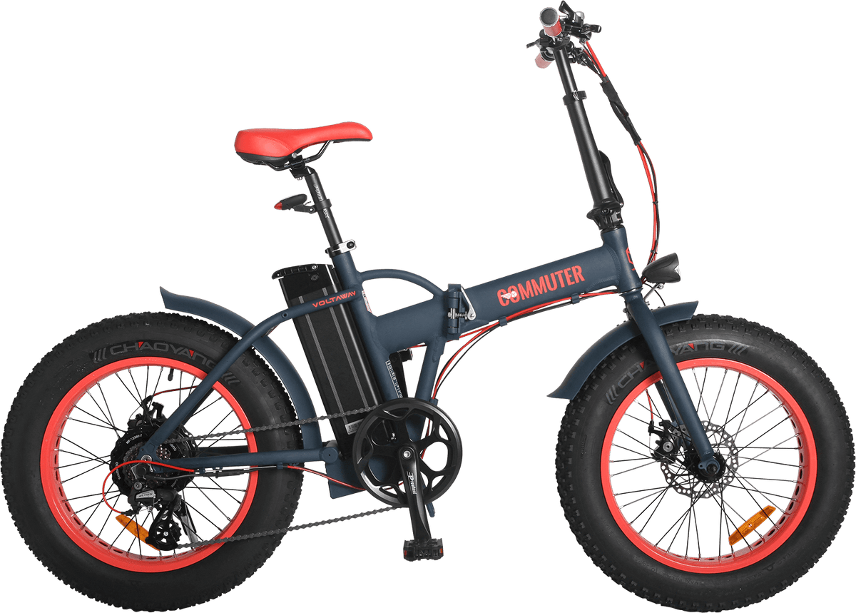 COMMUTER NAVY RED FOLDING ELECTRIC FATBIKES VOLTAWAY Voltaway